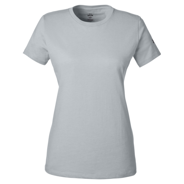 Under Armour Women's Athletic 2.0 T-Shirt, Mod Grey Medium Heather / Black, Front view