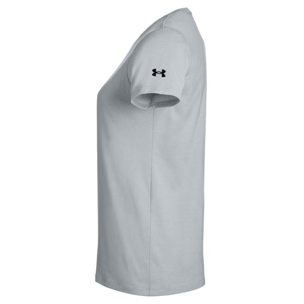 Under Armour Women's Athletic 2.0 T-Shirt, Mod Grey Medium Heather / Black, Left Sleeve view