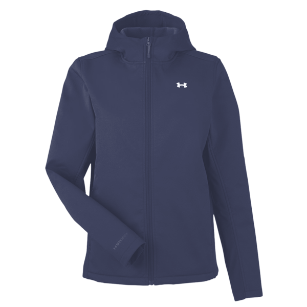 Under Armour Women's ColdGear® Infared Shield 2.0 Hooded Jacket, Midnight Navy / White, Front view