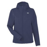 Under Armour Women's ColdGear® Infared Shield 2.0 Hooded Jacket, Midnight Navy / White, Front view