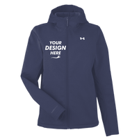 Under Armour Women's ColdGear® Infared Shield 2.0 Hooded Jacket, Midnight Navy / White, Front view, Mockup