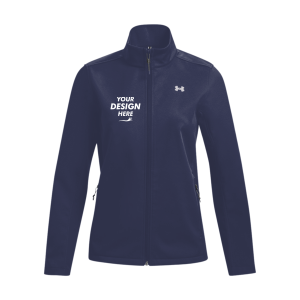 Under Armour Women's ColdGear® Infrared Shield 2.0 Jacket, Midnight Navy / White, Front view, Mockup