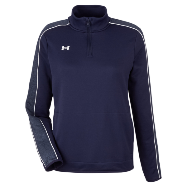Under Armour Women's Command 2.0 Quarter-Zip Pullover, Midnight Navy / White, Front view