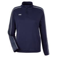 Under Armour Women's Command 2.0 Quarter-Zip Pullover, Midnight Navy / White, Front view
