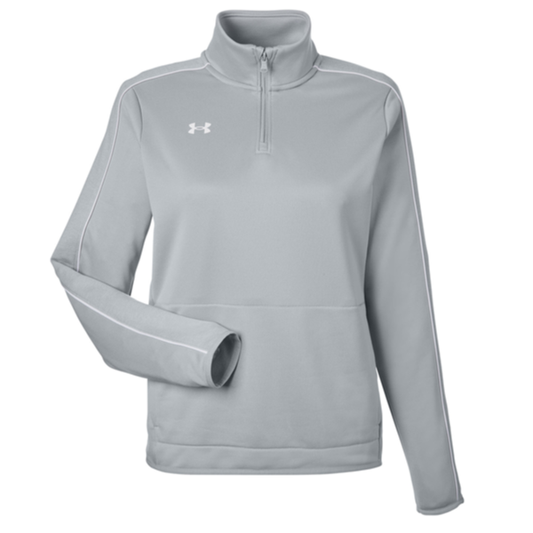 Under Armour Women's Command 2.0 Quarter-Zip Pullover, Mod Grey / White, Front view