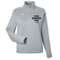 Under Armour Women's Command 2.0 Quarter-Zip Pullover, Mod Grey / White, Front view, Mockup