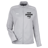 Under Armour Women's Command Full-Zip 2.0 Jacket, Mod Grey / White, Front view, Mockup