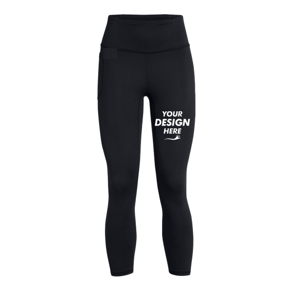 Under Armour Women's Motion Ankle Leggings, Black / Jet, Front view, Mockup