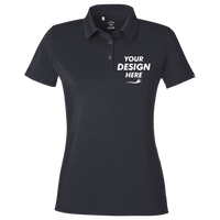 Under Armour Women's Recycled Polo, Black / White, Front view, Mockup