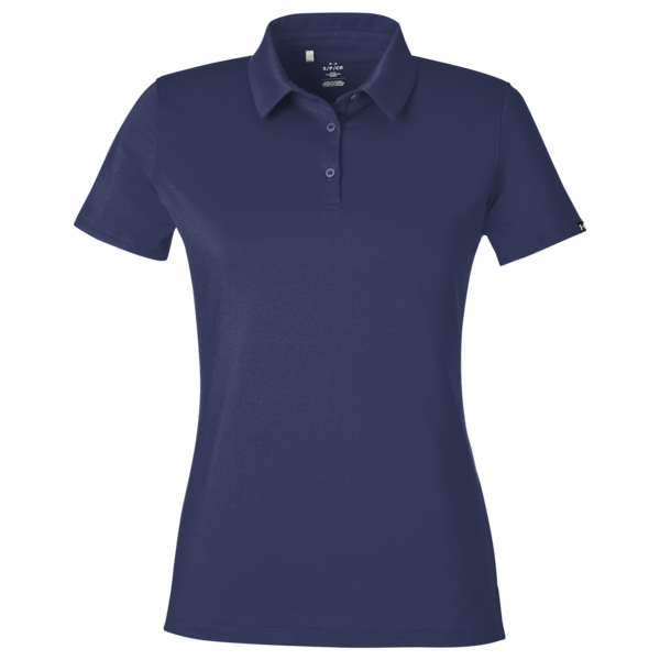 Under Armour Women's Recycled Polo, Midnight Navy / White, Front view