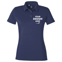 Under Armour Women's Recycled Polo, Midnight Navy / White, Front view, Mockup