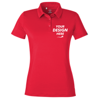 Under Armour Women's Recycled Polo, Red / White, Front view, Mockup