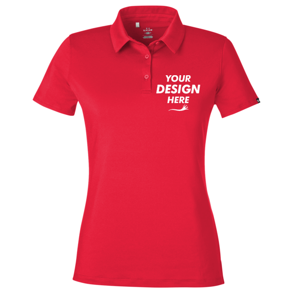 Under Armour Women's Recycled Polo, Red / White, Front view, Mockup