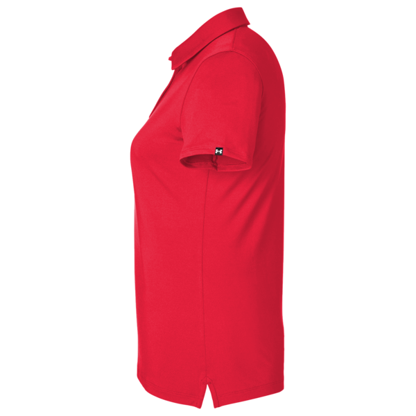 Under Armour Women's Recycled Polo, Red / White, Left Sleeve view
