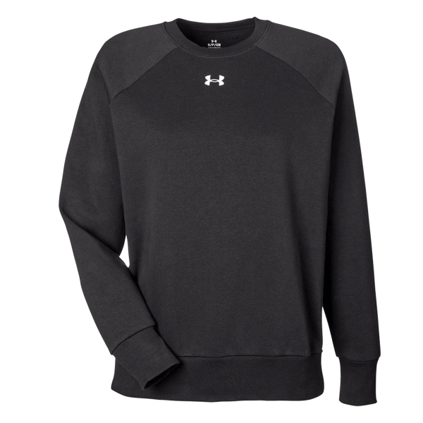 Under Armour Women's Rival Fleece Crewneck Sweatshirt, Black / White, Front view