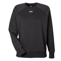 Under Armour Women's Rival Fleece Crewneck Sweatshirt, Black / White, Front view