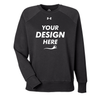 Under Armour Women's Rival Fleece Crewneck Sweatshirt, Black / White, Front view, Mockup