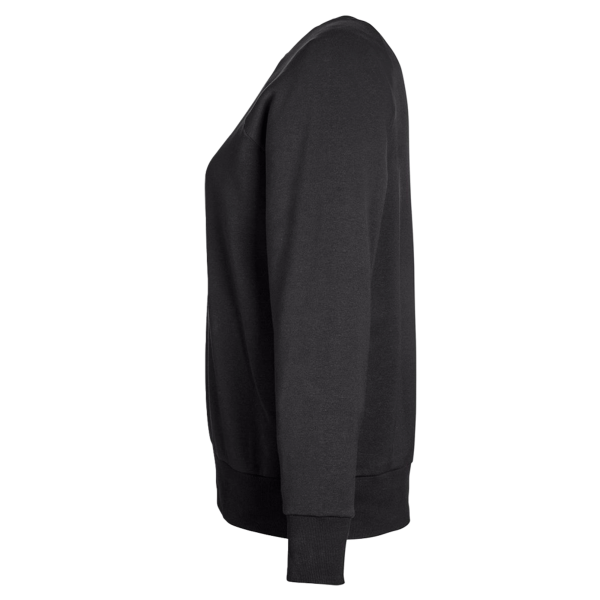Under Armour Women's Rival Fleece Crewneck Sweatshirt, Black / White, Left Sleeve view