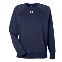 Under Armour Women's Rival Fleece Crewneck Sweatshirt, Midnight Navy / White, Front view