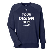 Under Armour Women's Rival Fleece Crewneck Sweatshirt, Midnight Navy / White, Front view, Mockup