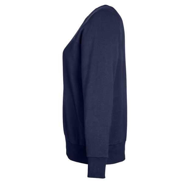 Under Armour Women's Rival Fleece Crewneck Sweatshirt, Midnight Navy / White, Left Sleeve view