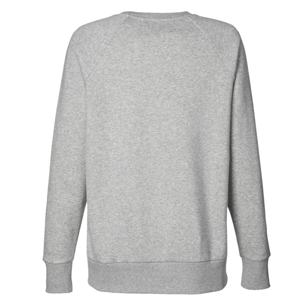 Under Armour Women's Rival Fleece Crewneck Sweatshirt, Mod Grey Light Heather / White, Back view