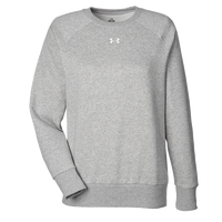 Under Armour Women's Rival Fleece Crewneck Sweatshirt, Mod Grey Light Heather / White, Front view