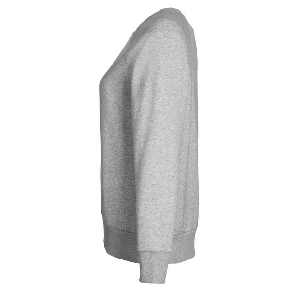 Under Armour Women's Rival Fleece Crewneck Sweatshirt, Mod Grey Light Heather / White, Left Sleeve view