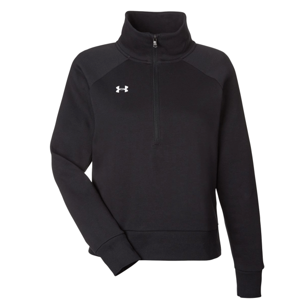 Under Armour Women's Rival Fleece Half-Zip Pullover, Black / White, Front view