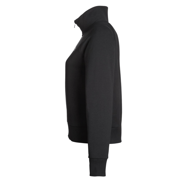 Under Armour Women's Rival Fleece Half-Zip Pullover, Black / White, Left Sleeve view