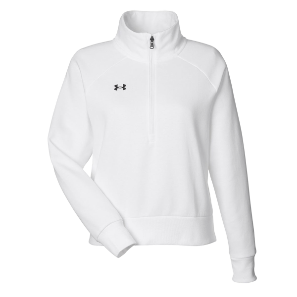 Under Armour Women's Rival Fleece Half-Zip Pullover, White / Black, Front view