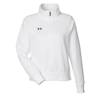 Under Armour Women's Rival Fleece Half-Zip Pullover, White / Black, Front view