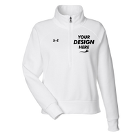 Under Armour Women's Rival Fleece Half-Zip Pullover, White / Black, Front view, Mockup