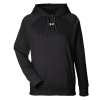 Under Armour Women's Rival Fleece Hooded Sweatshirt, Black / White, Front view