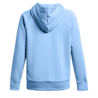Under Armour Women's Rival Fleece Hooded Sweatshirt, Carolina Blue / White, Back view