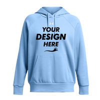 Under Armour Women's Rival Fleece Hooded Sweatshirt, Carolina Blue / White, Front view, Mockup