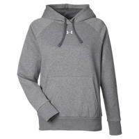 Under Armour Women's Rival Fleece Hooded Sweatshirt, Castlerock Grey Light Heather / Black, Front view