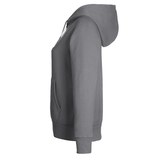 Under Armour Women's Rival Fleece Hooded Sweatshirt, Castlerock Grey Light Heather / Black, Left Sleeve view