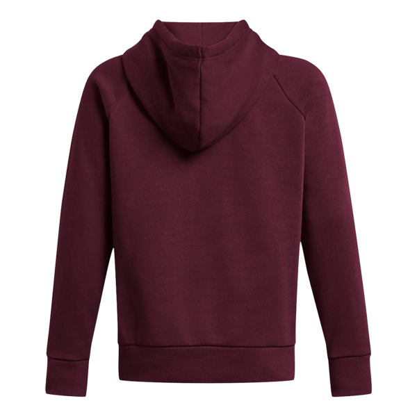 Under Armour Women's Rival Fleece Hooded Sweatshirt, Maroon / White, Back view