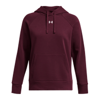 Under Armour Women's Rival Fleece Hooded Sweatshirt, Maroon / White, Front view