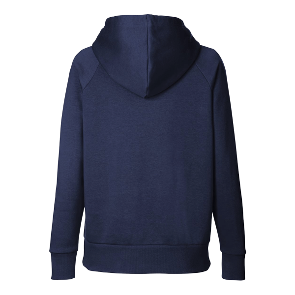 Under Armour Women's Rival Fleece Hooded Sweatshirt, Midnight Navy / White, Back view