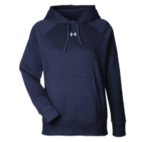 Under Armour Women's Rival Fleece Hooded Sweatshirt, Midnight Navy / White, Front view