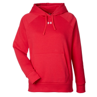Under Armour Women's Rival Fleece Hooded Sweatshirt, Red / White, Front view