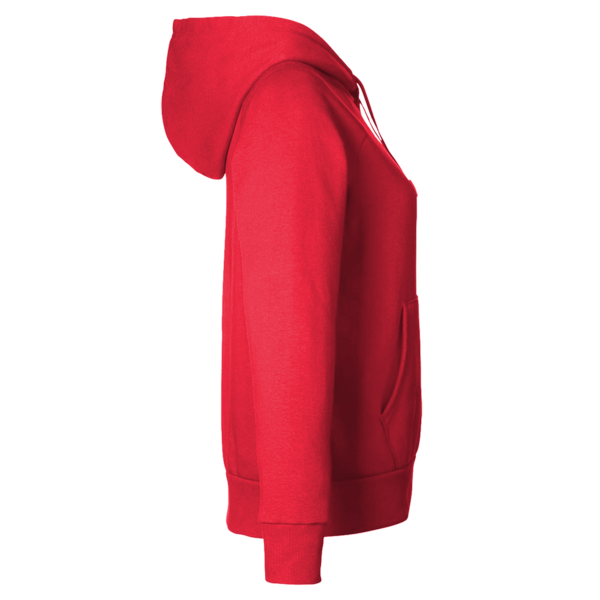 Under Armour Women's Rival Fleece Hooded Sweatshirt, Red / White, Right Sleeve view