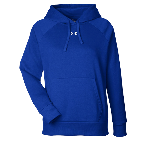 Under Armour Women's Rival Fleece Hooded Sweatshirt, Royal / White, Front view