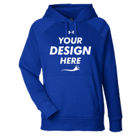 Under Armour Women's Rival Fleece Hooded Sweatshirt, Royal / White, Front view, Mockup