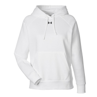 Under Armour Women's Rival Fleece Hooded Sweatshirt, White / Black, Front view