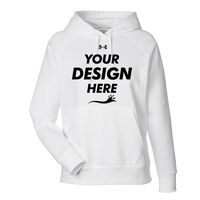 Under Armour Women's Rival Fleece Hooded Sweatshirt, White / Black, Front view, Mockup