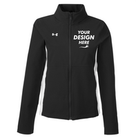 Under Armour Women's Rival Stretch Jacket, Black / White / White, Front view, Mockup
