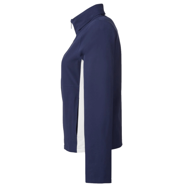 Under Armour Women's Rival Stretch Jacket, Midnight Navy / White / White, Left Sleeve view